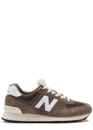 574 Panelled Brushed-Suede Sneakers