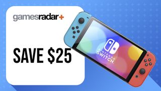 'Save $25' badge with Nintendo Switch console