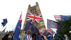 Pro-EU demonstrators hold placards ahead of yesterday's Commons vote