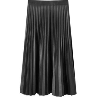 Laurie Black Faux Leather Pleated Skirt