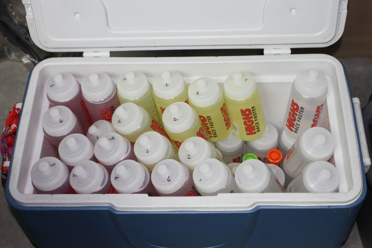 A selection of bidons for the team's ride