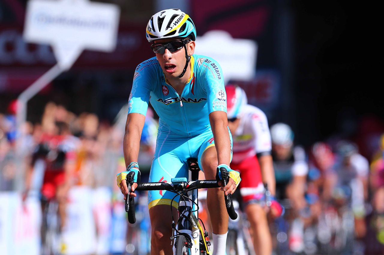 Fabio Aru (Astana) finishes stage 2