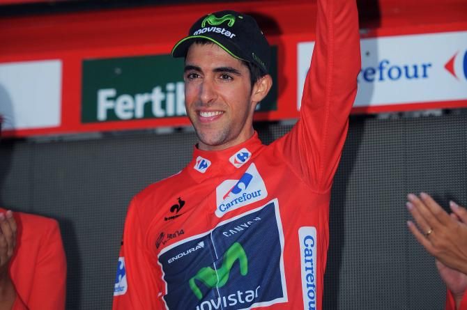 Jonathan Castroviejo (Movistar) in the first leader's jersey at the Vuelta a Espa&ntilde;a