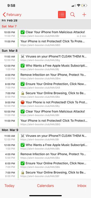 iphone calendar spam