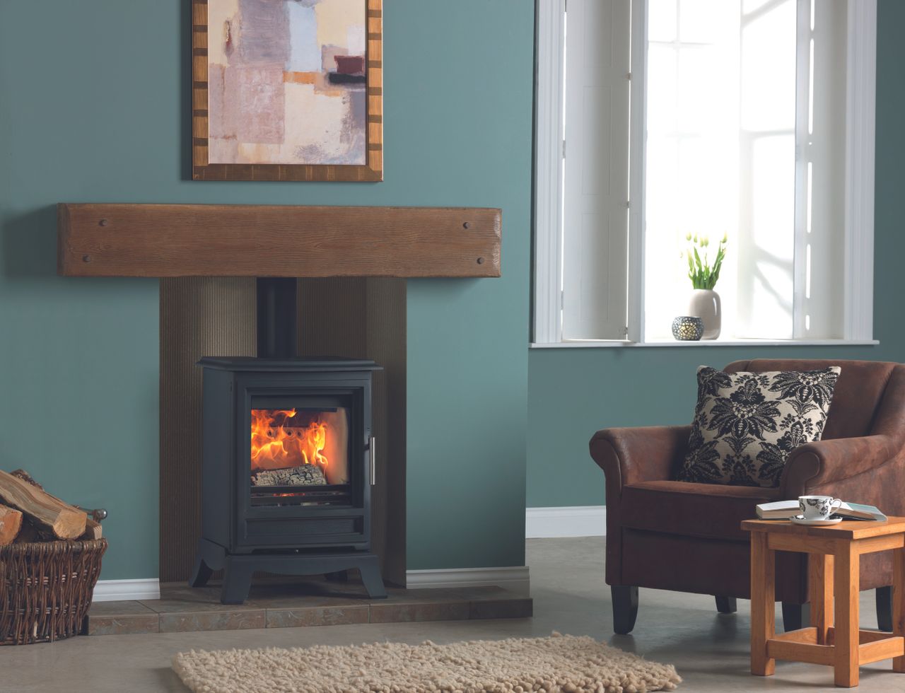 traditional woodburning stove in living room from purevision