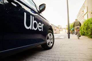 An Uber vehicle deployed on a road