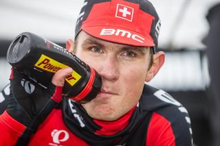 Tejay van Garderen (BMC) takes a sip from his bidon as he warms up for the time trial