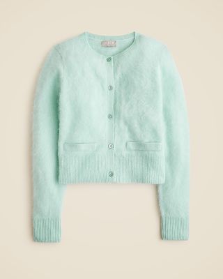 Brushed Cashmere Cropped Cardigan Sweater