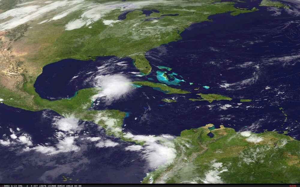 Tropical Storm Karen satellite image