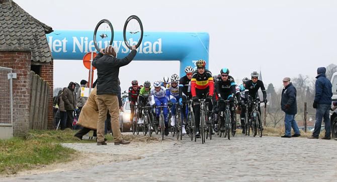 Tom Boonen leads the bunch