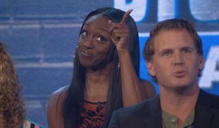 Davonne pointing a finger upward Big Brother CBS