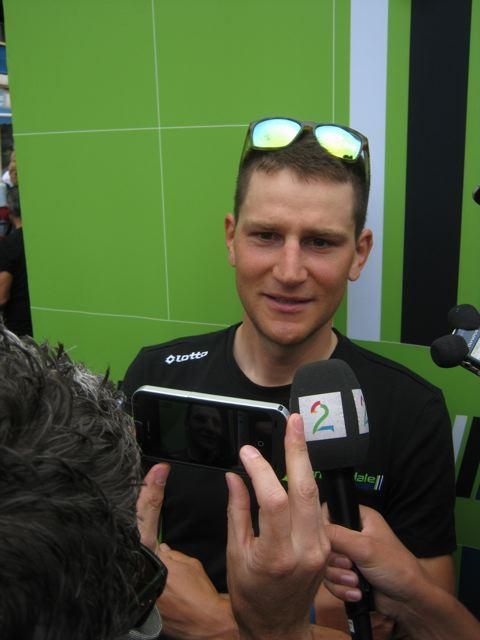 A disappointed Ted King (Cannondale) during the morning of stage 5 at the Tour de France