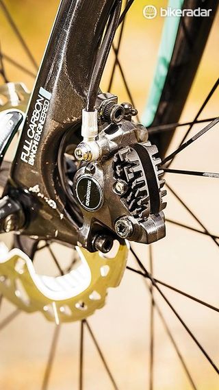 The Bianchi has Shimano's excellent hydraulic braking