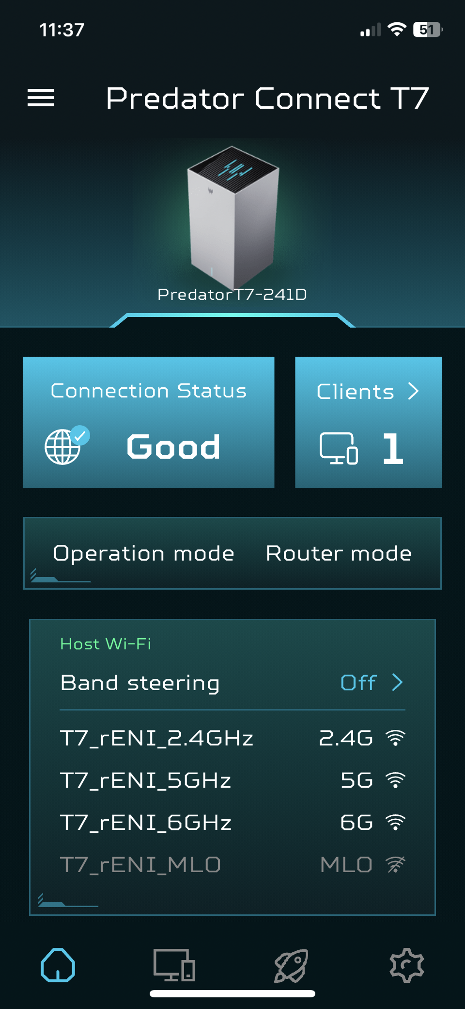 Predator Connect T7's connectivity through a smartphone app