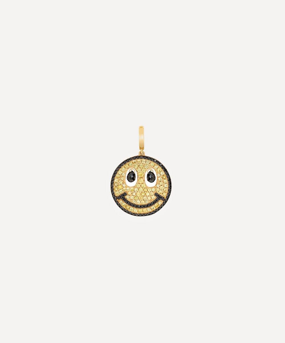 18ct Gold Mythology Sapphire Happy Face Pendant Charm