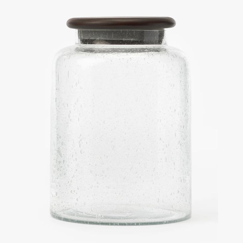 glass canister with dark lid