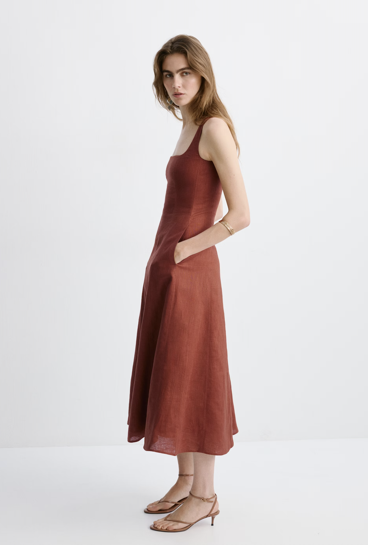 MANGO, A-Line Linen Dress - Women | Mango United Kingdom