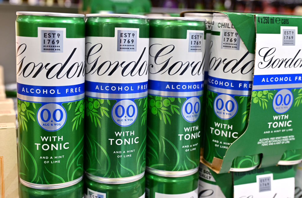 Cans of Gordon&#039;s Alcohol Free ready mixed Gin and Tonic