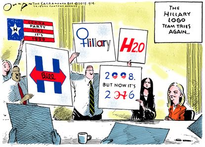 Political cartoon U.S. Hillary Clinton logo