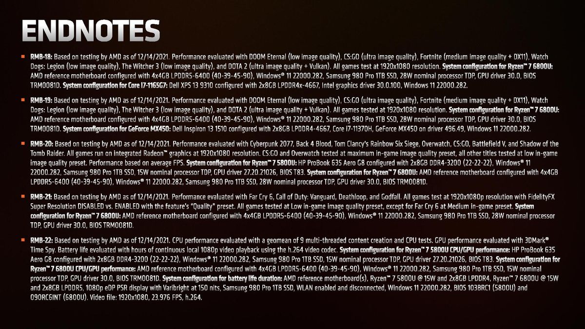 AMD Ryzen 6000 Test Notes Endnotes