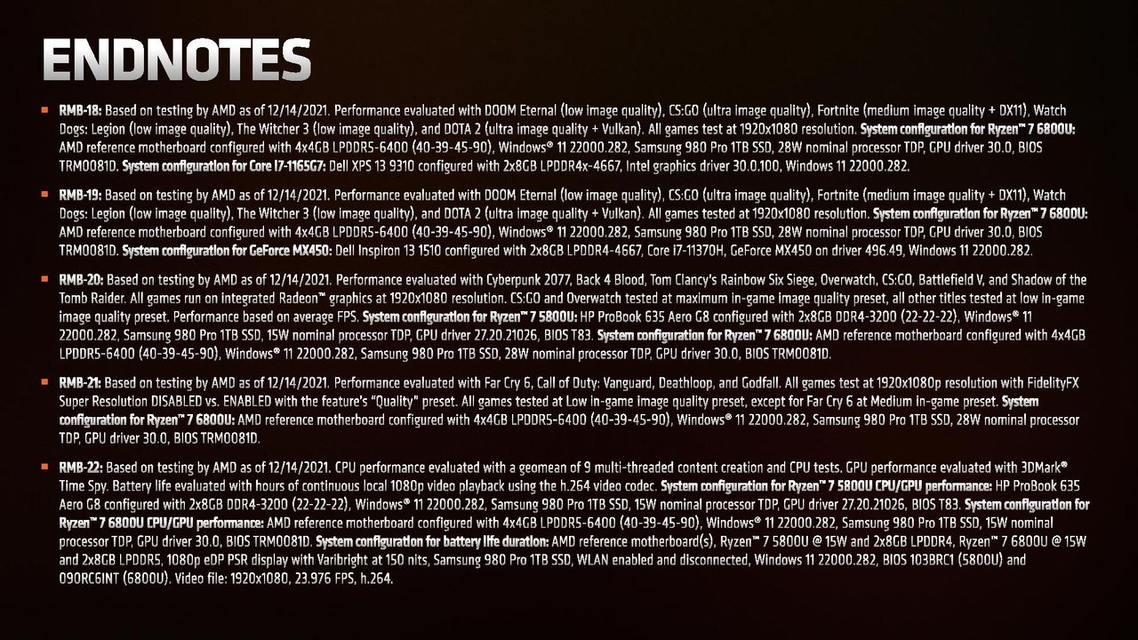 AMD Ryzen 6000 Test Notes Endnotes