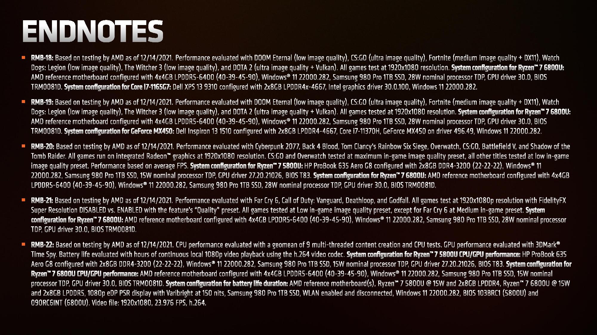 AMD Ryzen 6000 Test Notes Endnotes