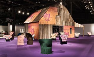 The exhibition has been anchored with a large-scale barn