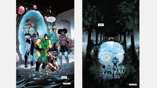 Comparison of different final pages from print version of Children of the Atom #1 (left) and comiXology digital version (right)