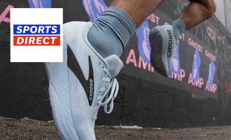 sports direct logo top left with close up of some shoes
