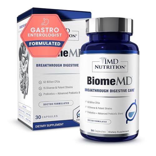 1md Nutrition Biomemd Probiotics | 62 Billion Cfus, 15 Comprehensive Strains - Pro &amp;amp; Prebiotics | Doctor-Formulated for Digestive Health &amp;amp; Immune Support | 30 Capsules