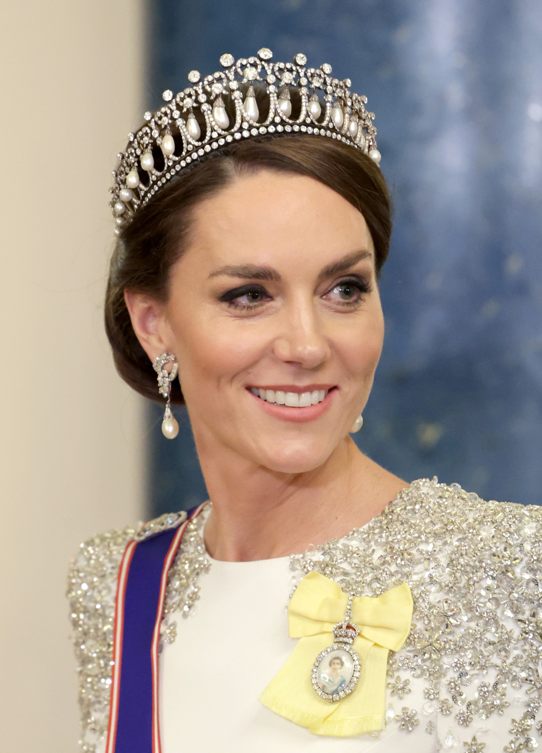 Catherine, Princess of Wales during the State Banquet at Buckingham Palace on November 22, 2022 in London, England