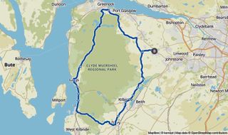 Komoot map of Clydemuirshiel National Park ride Glasgow