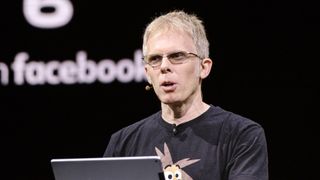 John Carmack, chief technology officer for Oculus VR, speaks during the Oculus Connect 6 conference in San Jose, California, U.S., on Thursday, Sept. 26, 2019. Facebook's virtual reality unit Oculus on Wednesday announced Facebook Horizon, described as an ever-expanding VR world where people can interact with others as digital avatars. Photographer: Michael Short/Bloomberg via Getty Images