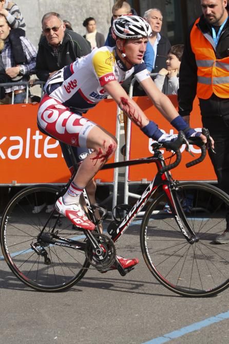 Jurgen Van den Broeck (Lotto Belisol) was one of the riders involved in a crash in the stage 1 finale.