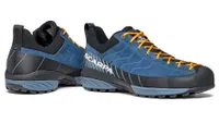 Scarpa Mescalito approach shoe in blue and black with yellow laces