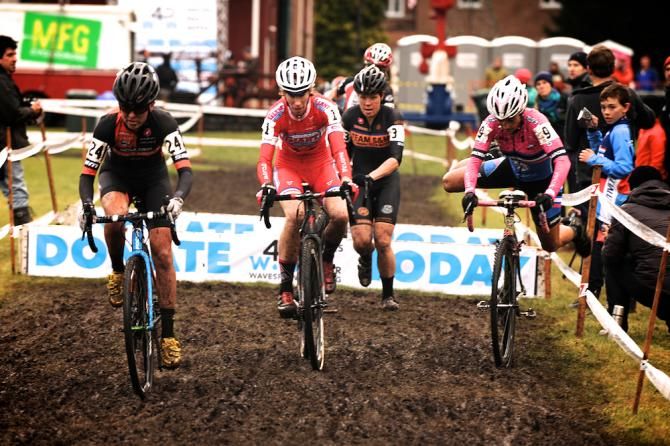 The Women through the barriers for the first time with a select group beginning to form