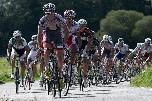 Theo Vimpere rides on the front in his first pro race.