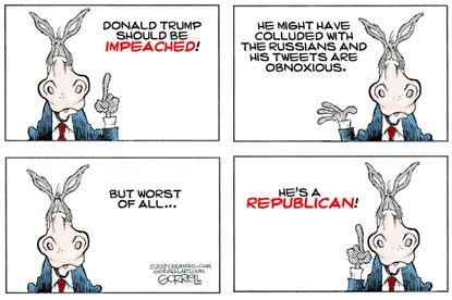 Political cartoon U.S. Trump Russian collusion Democrats Republicans party politics