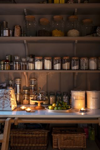 pantry with glass jars organization