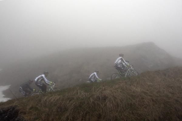 The Geox-TMC riders battle up the steep sections