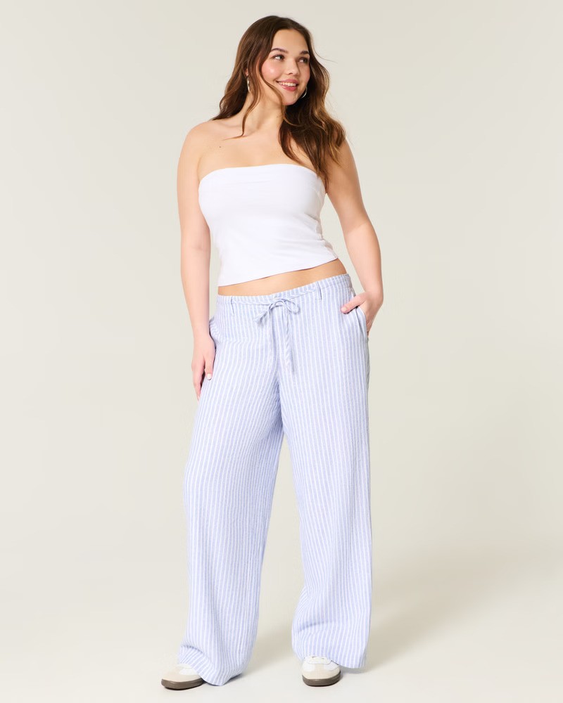 Hollister, Low-Rise Super Baggy Linen-Blend Pants