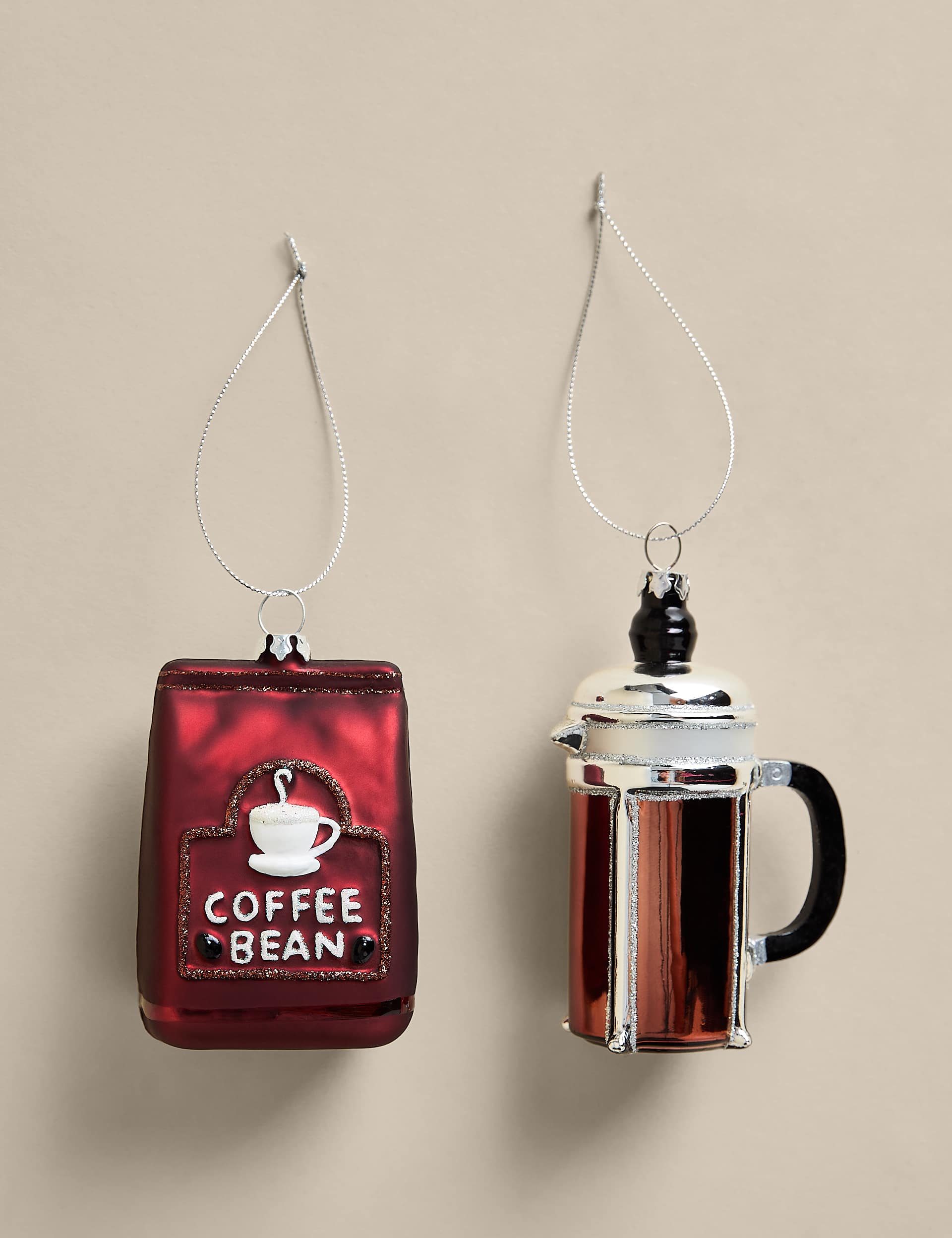 2 Pack Glass Hanging Coffee Decorations