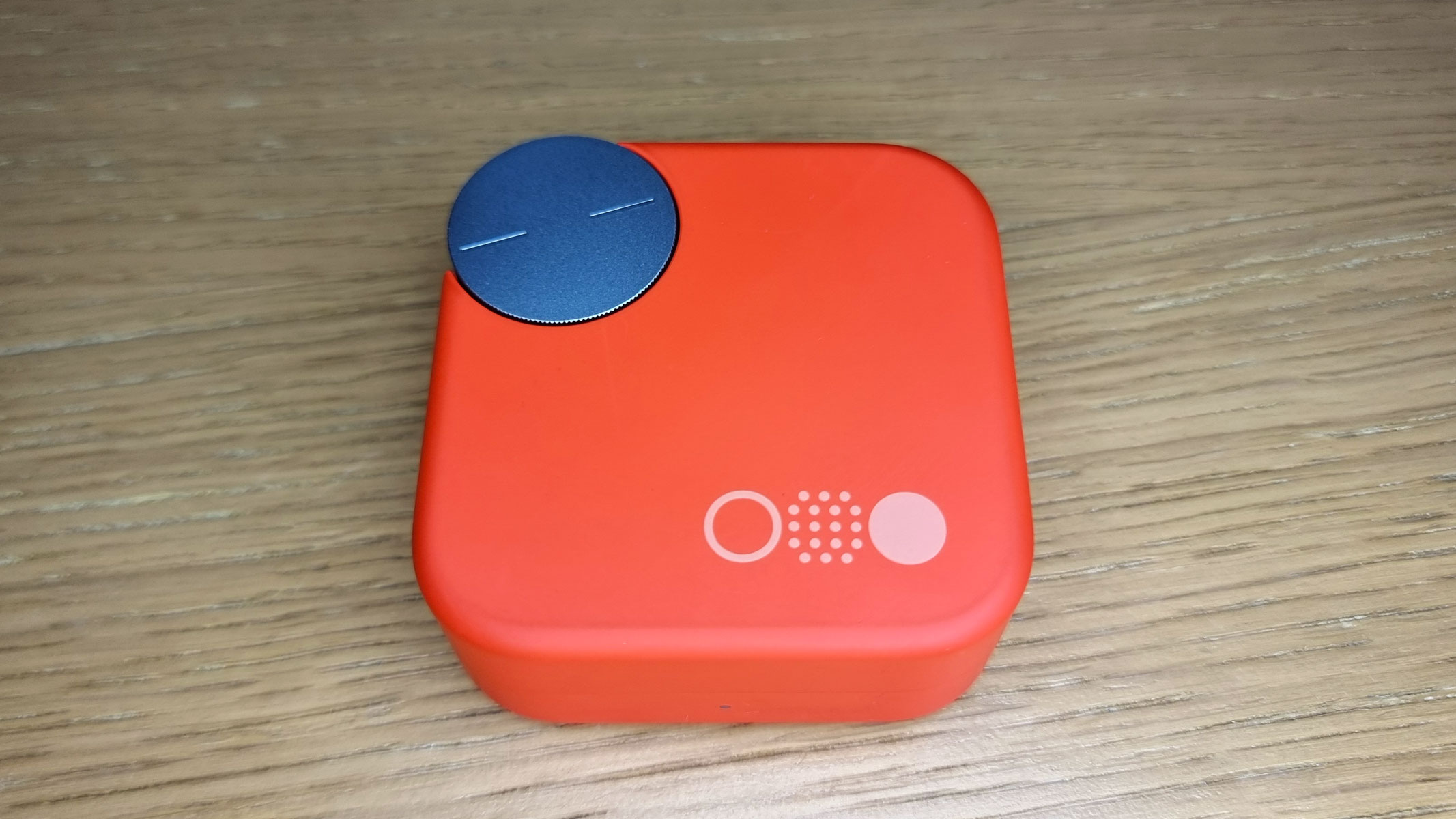 A close-up picture of the charging case for the CMF by Nothing Buds Pro 2