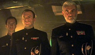 The Hunt For Red October Sam Neill and Sean Connery stand at attention on the bridge