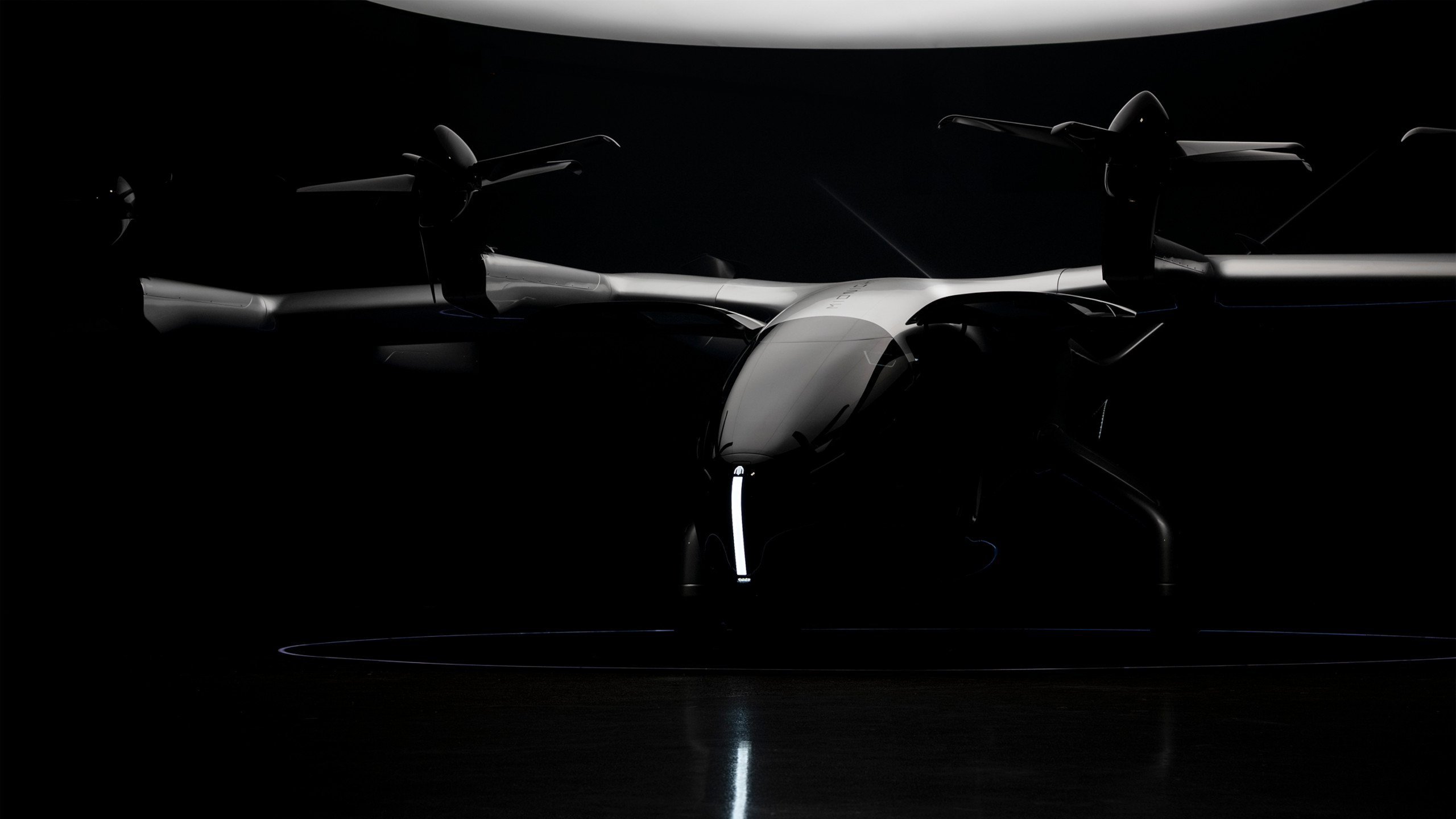 The vertical light element provides a signature look at the front of the aircraft