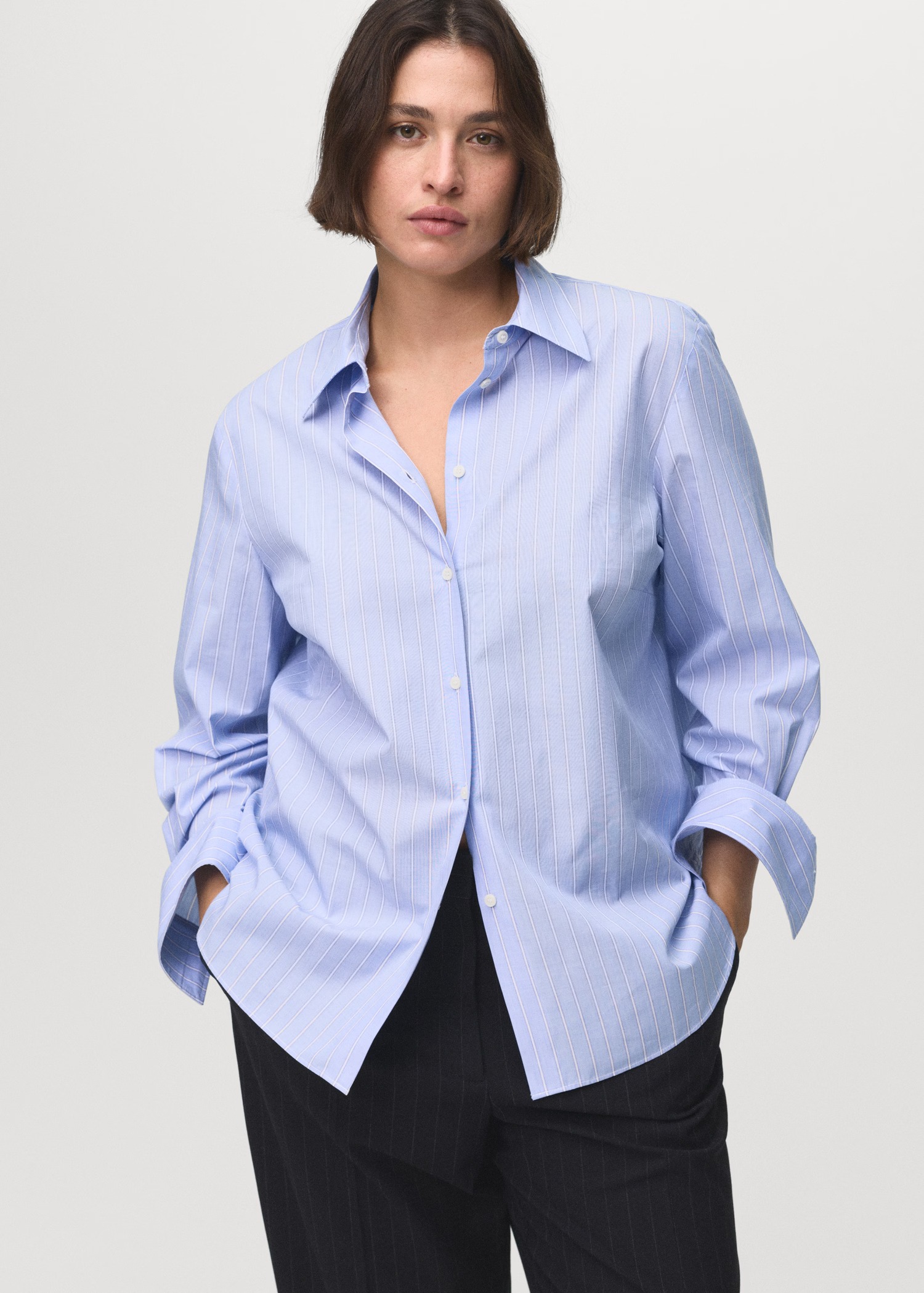 Cotton and Lyocell Blend Straight Shirt - Women | Mango Usa