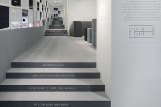 Nichetto’s design leading us through the Kinnarps realm, we were drawn up sets of stairs to different lifestyle booths