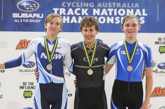 The U19 Men Points Race podium.