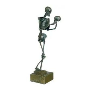 bronze skeleton statue