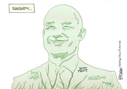 Political cartoon U.S. Scott Pruitt EPA swamp